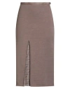 Fendi Woman Midi Skirt Taupe Size 6 Wool, Elastane In Brown