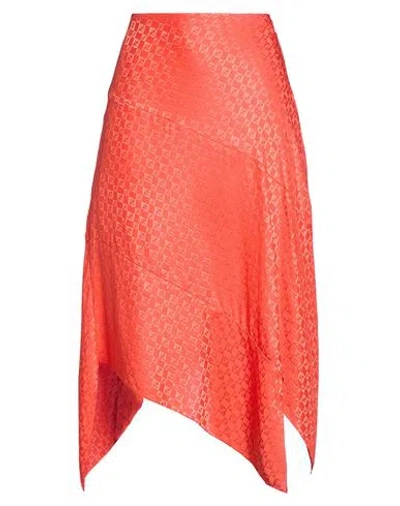 Fendi Woman Midi Skirt Tomato Red Size 4 Silk