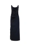 FENDI FENDI WOMAN MIDNIGHT BLUE SATIN DRESS