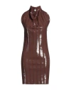 FENDI FENDI WOMAN MINI DRESS BROWN SIZE 4 WOOL, ELASTANE