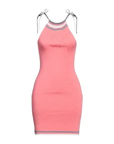FENDI FENDI WOMAN MINI DRESS CORAL SIZE 6 VISCOSE, POLYAMIDE, POLYURETHANE, POLYPROPYLENE