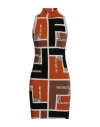 Fendi Colour-block High-neck Minidress In Red