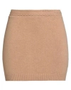 Fendi Woman Mini Skirt Camel Size 4 Cashmere, Polyamide In Brown