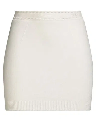 Fendi Woman Mini Skirt Ivory Size 4 Cashmere, Polyamide In White