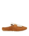 Fendi Woman Mules & Clogs Camel Size 6 Leather, Shearling In Brown