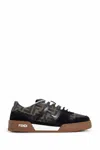 Fendi Match Suede Sneakers With Jacquard Ff Fabric Inserts In Multicolor