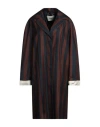 Fendi Long Sleeved Striped Trench Overcoat In Brown