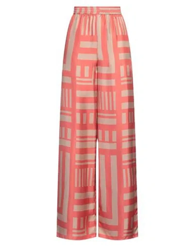 Fendi Woman Pants Coral Size 4 Silk In Red