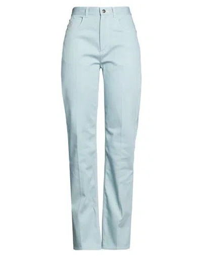 Fendi Woman Pants Sky Blue Size 8 Cotton