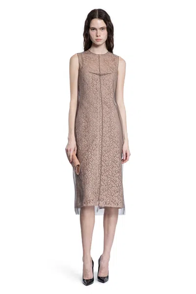 FENDI FLORAL LACE AND TULLE MIDI DRESS