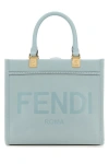 FENDI FENDI WOMAN POWDER BLUE LEATHER SMALL SUNSHINE SHOPPING BAG