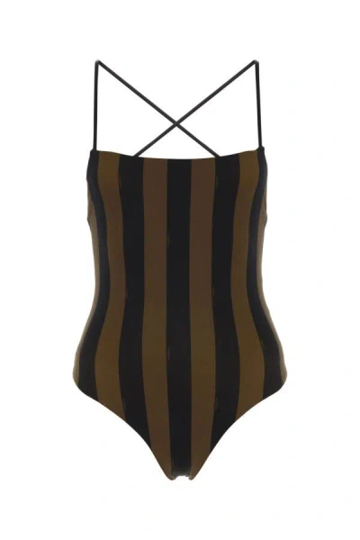 Fendi Woman Printed Lycraâ® Reversbile Swimsuit In Brown