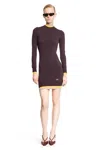 Fendi Mini Wool Dress With Contrasting Details In Purple
