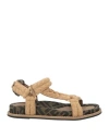 Fendi Monogram Fabric Sandal With Velcro Closure In Black