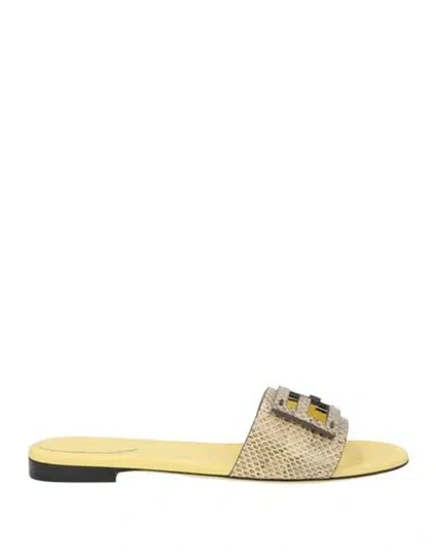 Fendi Woman Sandals Pastel Yellow Size 8.5 Leather