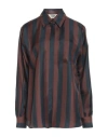 Fendi Striped Silk Shirt In Brown