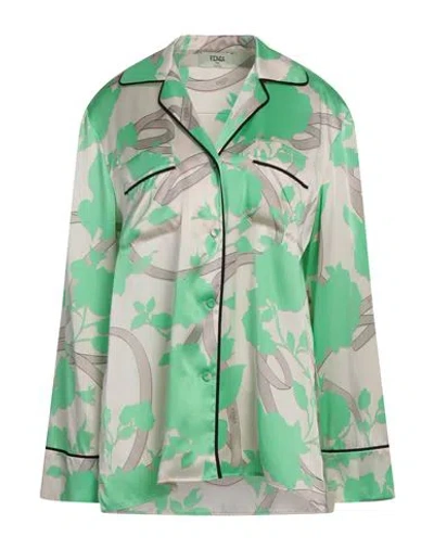 Fendi Woman Shirt Green Size 8 Silk
