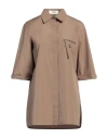 Fendi Woman Shirt Khaki Size 2 Cotton In Beige