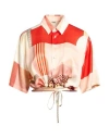 Fendi Patchwork Print Cropped Silk Shirt In Multi