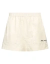 Fendi Beige Logo Print Shorts In White