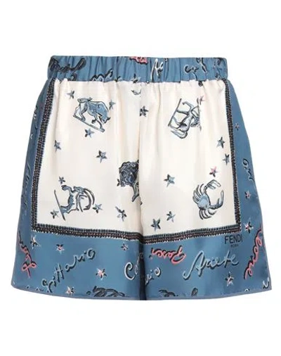 Fendi Blue Silk Shorts In Multi