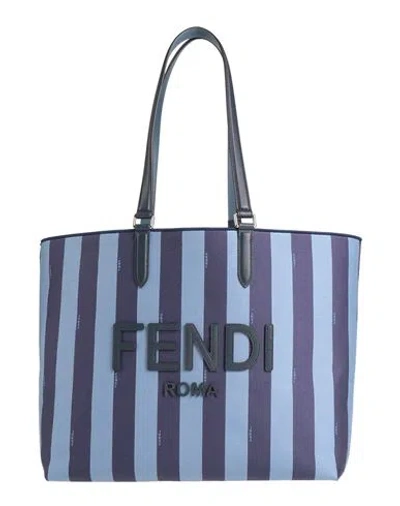 Fendi Woman Shoulder Bag Slate Blue Size - Textile Fibers, Calfskin
