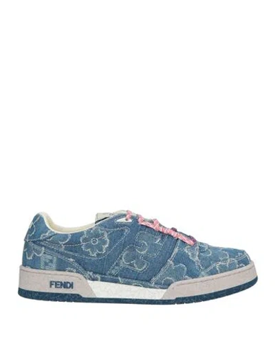 Fendi Woman Sneakers Blue Size 9 Textile Fibers