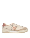 Fendi Modern Contrast Panel Sneakers With Perforated Design In Neutral
