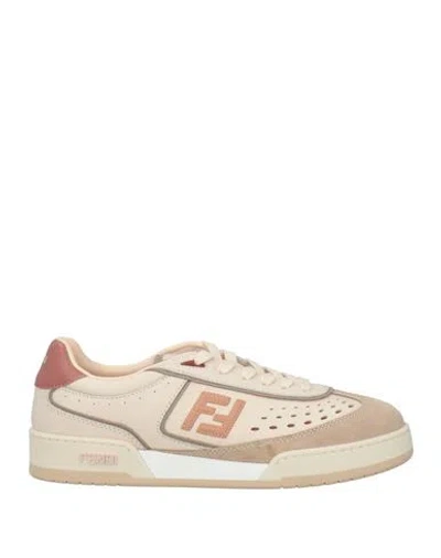 FENDI FENDI WOMAN SNEAKERS BLUSH SIZE 7.5 CALFSKIN