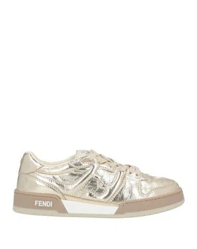 Fendi Woman Sneakers Gold Size 8.5 Leather