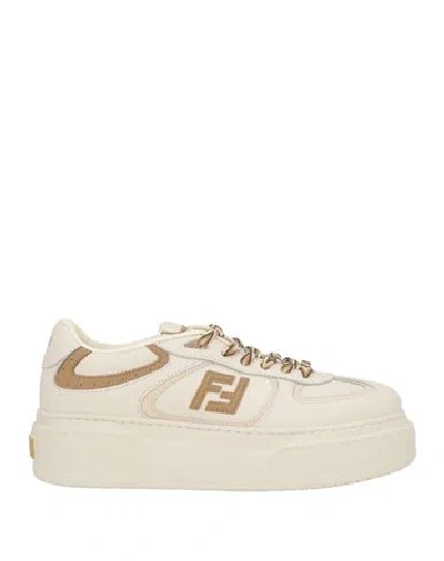 Fendi Woman Sneakers Ivory Size 9 Calfskin In Neutral