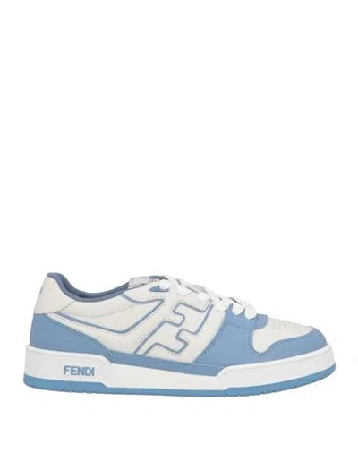 Fendi Woman Sneakers Light Blue Size 6.5 Calfskin