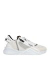 Fendi Woman Sneakers White Size 7 Soft Leather, Textile Fibers In White
