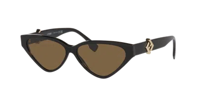Fendi Woman Sunglass Ff Diamonds Fe40184i In Brown