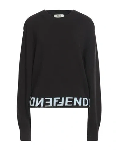 Fendi Woman Sweater Black Size 8 Wool, Cashmere, Polyamide, Elastane