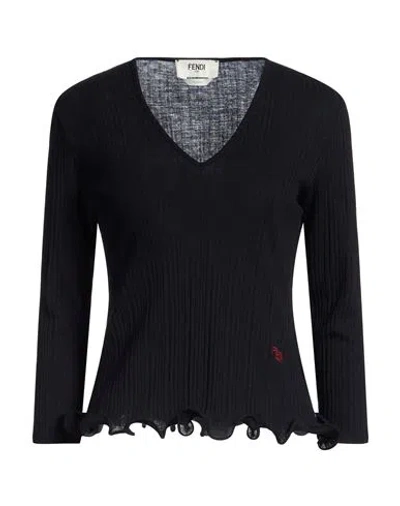 Fendi Woman Sweater Black Size L Virgin Wool