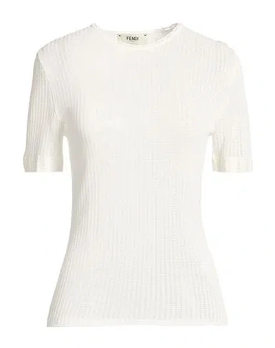 Fendi Woman Sweater Off White Size 6 Viscose, Cotton