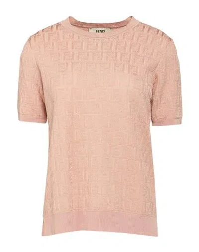 Fendi Woman Sweater Salmon Pink Size 6 Cotton, Viscose