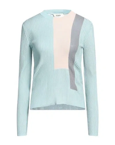 FENDI FENDI WOMAN SWEATER SKY BLUE SIZE 4 SILK, SYNTHETIC FIBERS, ELASTANE, MOHAIR WOOL, WOOL