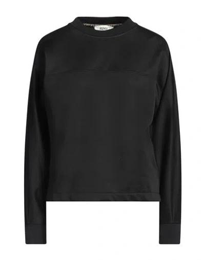 Fendi Woman Sweatshirt Black Size L Acetate, Cotton, Polyester, Polyamide, Elastane