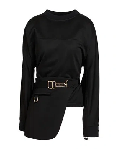 Fendi Woman Sweatshirt Black Size M Acetate, Cotton, Polyester, Polyamide, Elastane