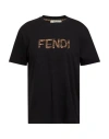 Fendi Cotton T-shirt With Frontal Logo In Black