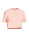 Fendi Women Pink T-shirt With Cropped Design And Raised Logo On The Front In Cotton Woman In Pink