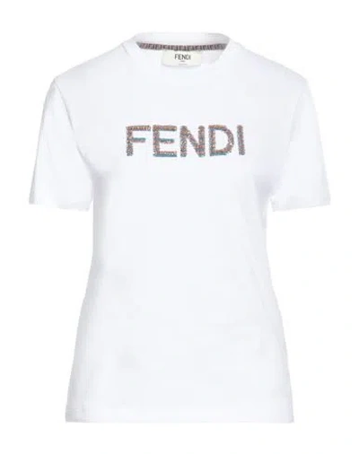 Fendi Embroidered-logo T-shirt In Gray