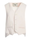 FENDI FENDI WOMAN TAILORED VEST IVORY SIZE 6 VIRGIN WOOL