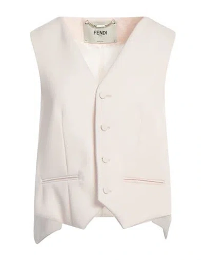 Fendi Woman Tailored Vest Ivory Size 6 Virgin Wool In White