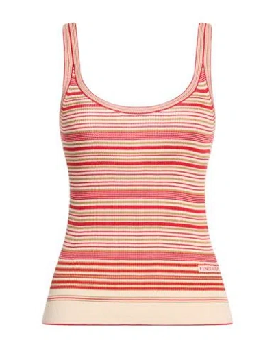Fendi Woman Tank Top Beige Size 4 Silk, Cotton