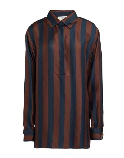Fendi Woman Top Chocolate Brown Size 6 Silk