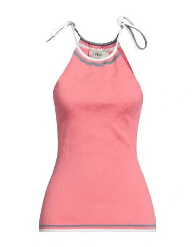 Fendi Woman Top Salmon Pink Size 2 Viscose, Polyamide, Polypropylene, Polyurethane