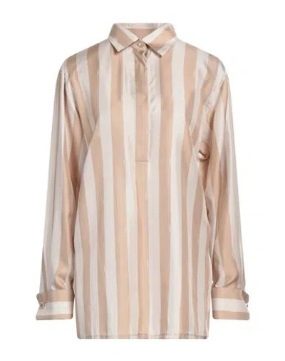 Fendi Woman Top Sand Size 6 Silk In Nude & Neutrals